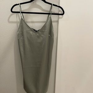 Green satin dress!